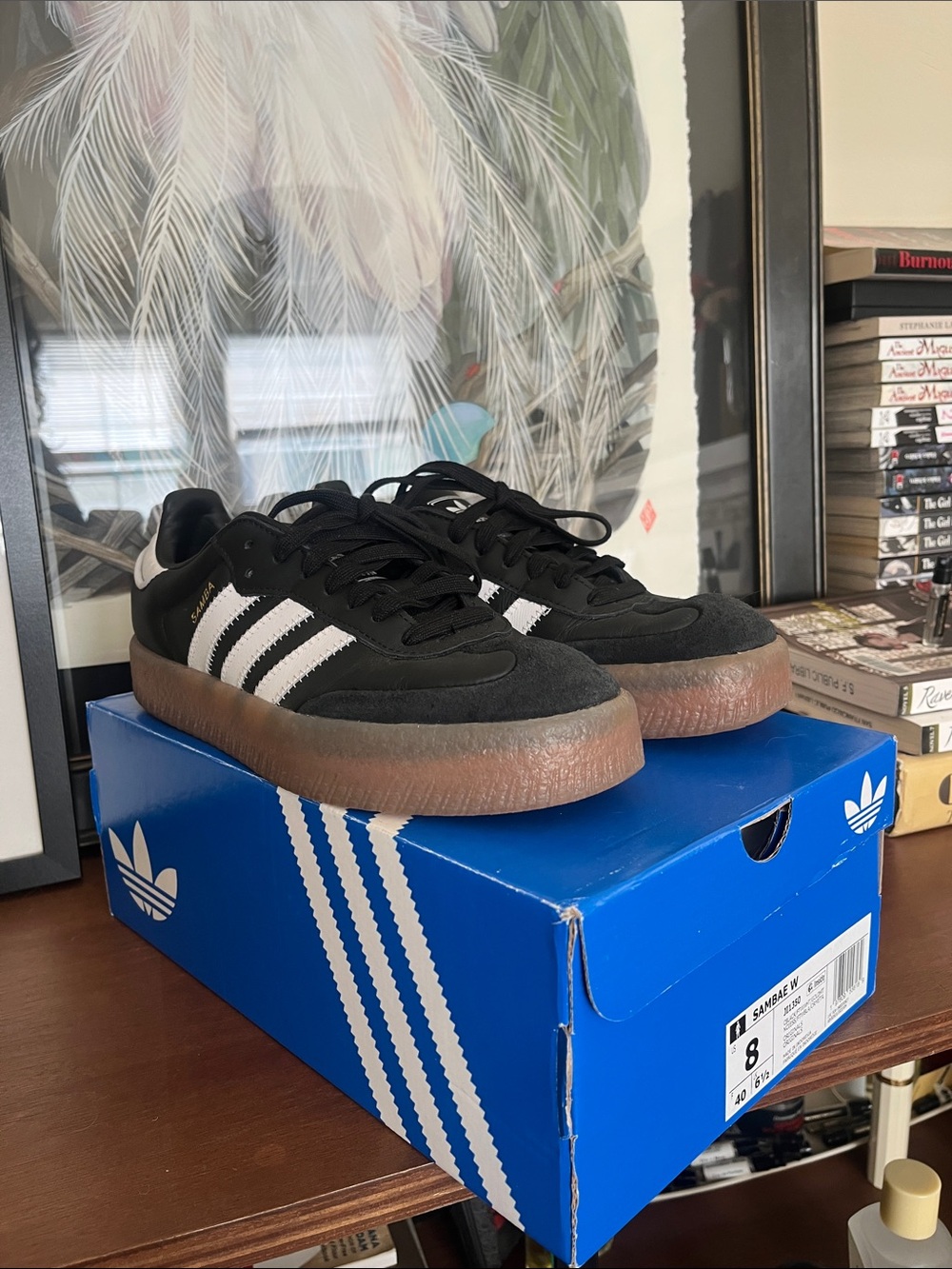 adidas Black & White Samba-Style Sneakers with Gum Sole